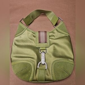 Y2K Michael Kors green satin under arm purse